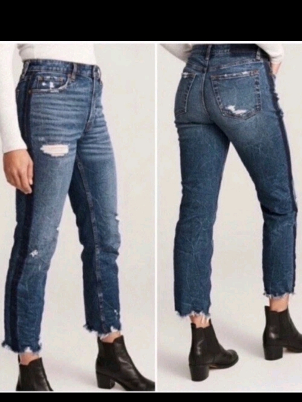 Abercrombie & Fitch Simone High Rise Ankle Straight Jeans Raw Hem Size 26-2 R